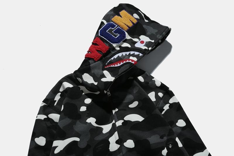 Bape Black Camo Luminous Shark Hoodie