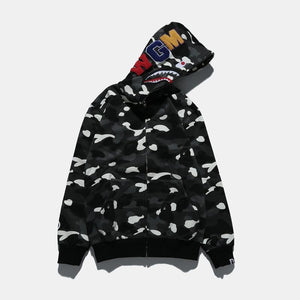 Bape shark hoodie black hot sale camo