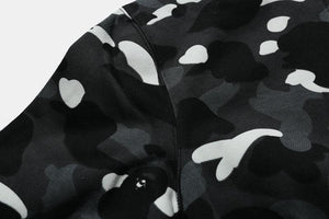 Bape black white shark sales hoodie